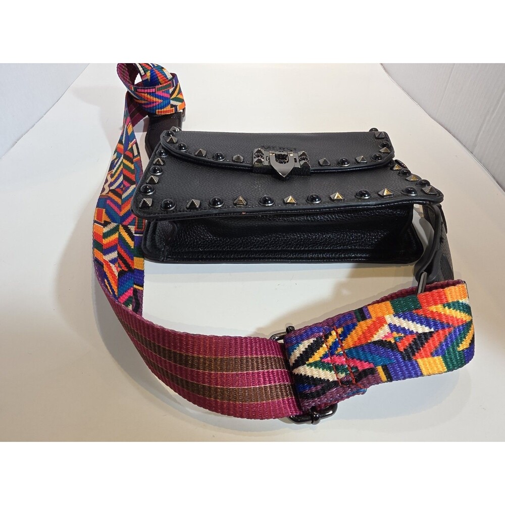 MERSI Vegan Crossbody Bag Multicolor Guitar Strap Black Studded - Picture 9 of 9